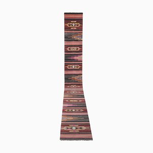 Tapis de Couloir Kilim Artisanal Extra Long en Rose