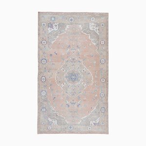 Large Turkish Handwoven Oushak Entryway Rug in Faded Wool