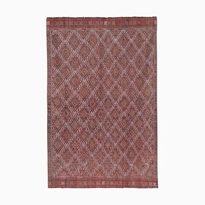 Tapis Kilim Mid-Century Brodé avec Motif Diamant