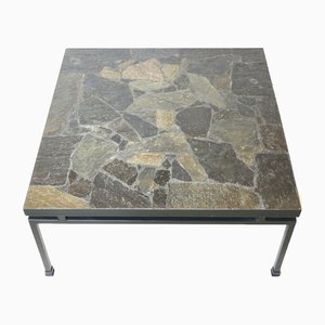 Table Basse Brutaliste Vintage en Ardoise dans le Style de P. Kingma, 1970s