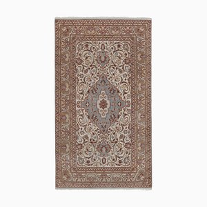 Anatolian Mid-Century Modern Low Pile Rug in Faded Colors with Medallion