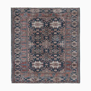 Caucasian Hand-Knotted Square Shirvan Rug in Blue