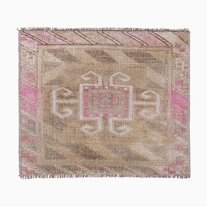 Turkish Square Faded Hand-Knotted Wool Rug