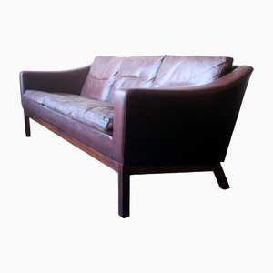 Danish Leather & Rosewood Sofa with Down-Filled Cushions by Paul M. Jessen for Viby J, 1960s
