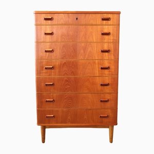 Danish High Chest of Drawers in Teak with Seven Drawers, 1960s