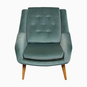 Club Chair in Blue in Velour, 1950s