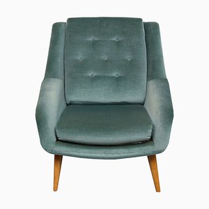 Club chair in velluto blu, anni '50