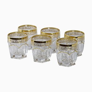 Vintage Italian Gilt Crystal Whiskey Glasses, Set of 6