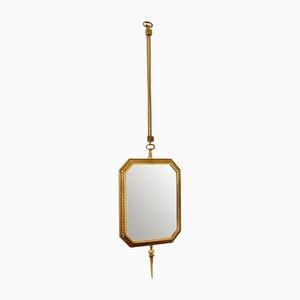 Antique French Style Brass Pendant Mirror, 1950s