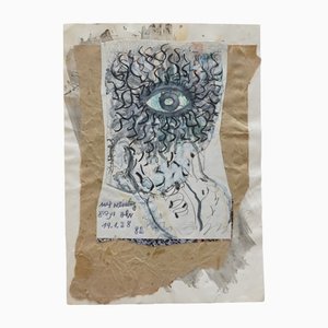 Max Moshe Weinberg, Auge 2, 1982, Buntstift & Bleistift & Papier