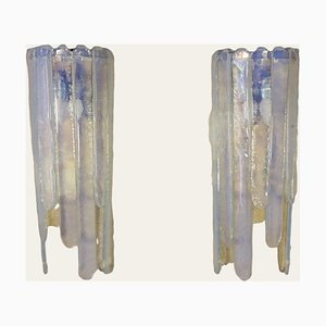 Blue Murano Ice Glass Wall Lamp by Carlo Nason for Mazzega