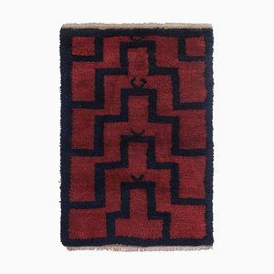Mid-Century Modern Turkish Tulu Rug with Tribal Pattern in Red
