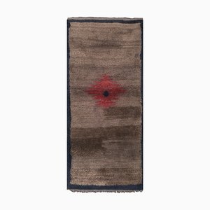 Turkish Macchiato Color Wool Tulu Rug with Tribal Details