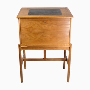 Eichenholz Schreibtisch im Stil von Henry Rosengren Hansen, 1960er