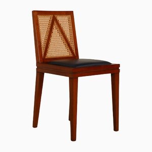 458 Sa 65 Stuhl aus Holz & Leder in Blau & Braun von WK Wohnen