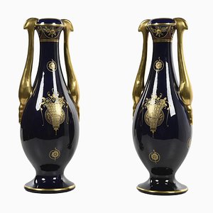 Keramik Art Deco Vasen, 2er Set