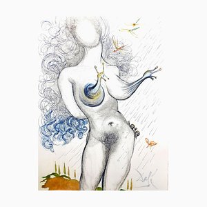 Salvador Dali, Nude with Snails Breats, 1967, Radierung