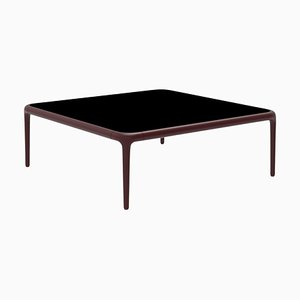 80 Xaloc Burgundy Coffee Table with Glass Top from Mowee