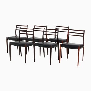 Model 78 Rosewood Dining Chairs by Niels O. Møller for J.L. Møllers, 1960s, Set of 6
