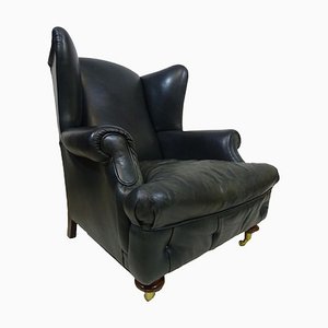 Victorian Leather Wingback Lounge Chair