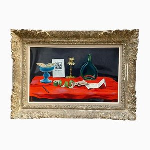 Jean Denis Malcles, L'imagier et papiers, 1944, Oil on Cardboard, Framed