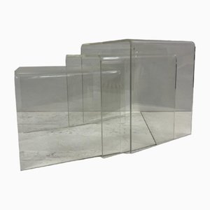 Vintage Acrylic Glass Stacking Coffee Table, Set of 3