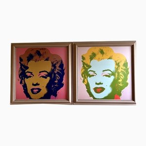 After Andy Warhol, Große Marilyn Monroe Portraits, Pigmentdruck auf Karton, Gerahmt, 2er Set