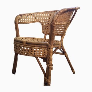 Vintage Armlehnstuhl aus Bambus & Schilfrohr