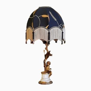 Lámpara de mesa vintage de metal dorado, años 20
