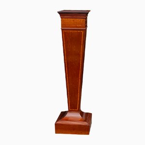 Pedestal eduardiano de madera satinada y caoba