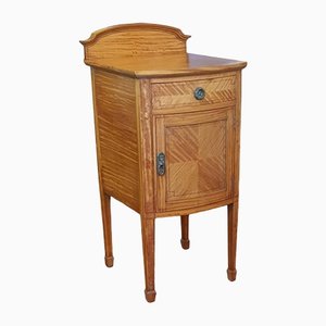Sheraton Revival Satinwood Bow Fronted Bedside Cabinet