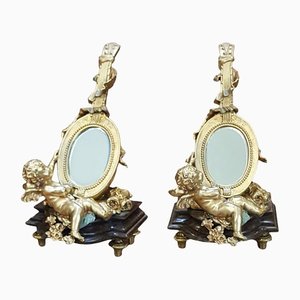 Gilt Bronze & Marble Table Mirrors, Set of 2