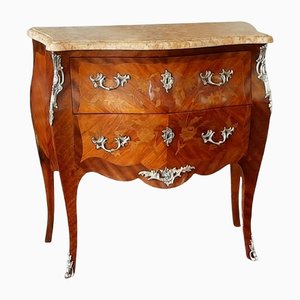 Late 19th Century French Kingwood and Walnut Bombe Commode