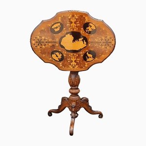 19th Century Black Forest Linden and Marquetry Inlaid Occasional Table
