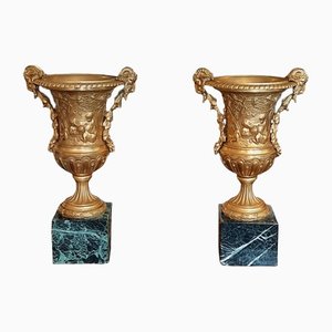 19th Century French Gilt Bronze Urns, Set of 2