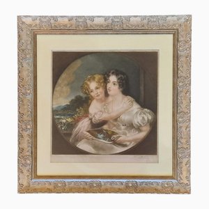 John Cother Webb, Mother And Daughter, Mezzotint, Framed