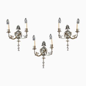 Lampade da parete edoardiane Adam in ottone, set di 3