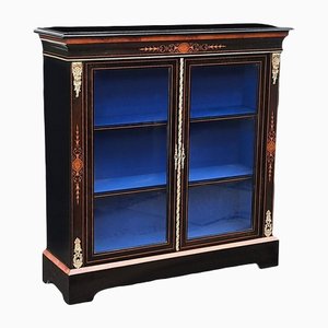 Victorian Gilt Metal Mounted Ebonised and Marquetry Pier Display Cabinet