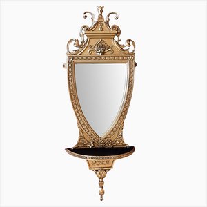 Espejo de pared victoriano neoclásico de madera dorada