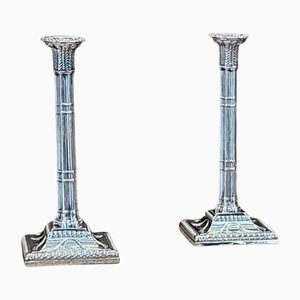 Bougeoirs Adam Revival en Plaqué Argent, Set de 2