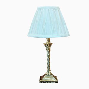 Edwardian Brass Twisted Corinthian Column Table Lamp