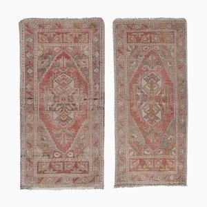 Vintage Matching Twin Distressed Wool Rugs, Set of 2