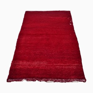 Purpurroter handgewebter anatolischer Teppich aus Wolle