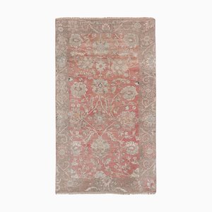 Vintage Turkish Karapinar Red Rug with Floral Borders