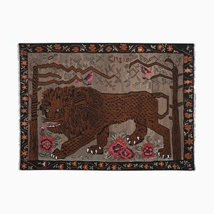 Vintage Anatolian Gabbeh Lion Kilim Rug