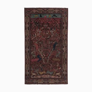 Vintage Handknotted Animal Garden Rug with Rich Border