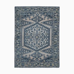 Turkish Blue Wool Oushak Rug with Rich Border