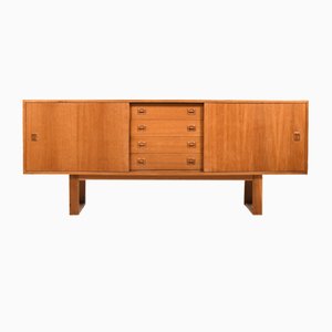 Credenza a slitta in quercia, Danimarca, anni '60.
