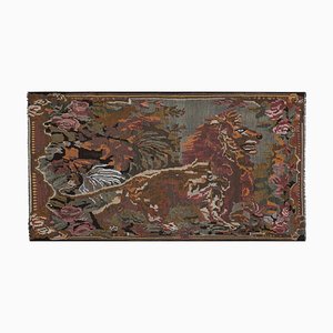 Vintage Abstract Lion Pattern Kilim Rug