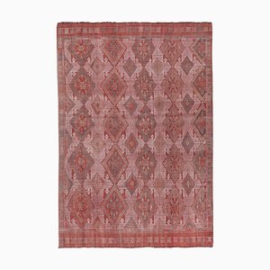 Classic Handwoven Pastel Pale Diamond Pattern Turkish Kilim Rug